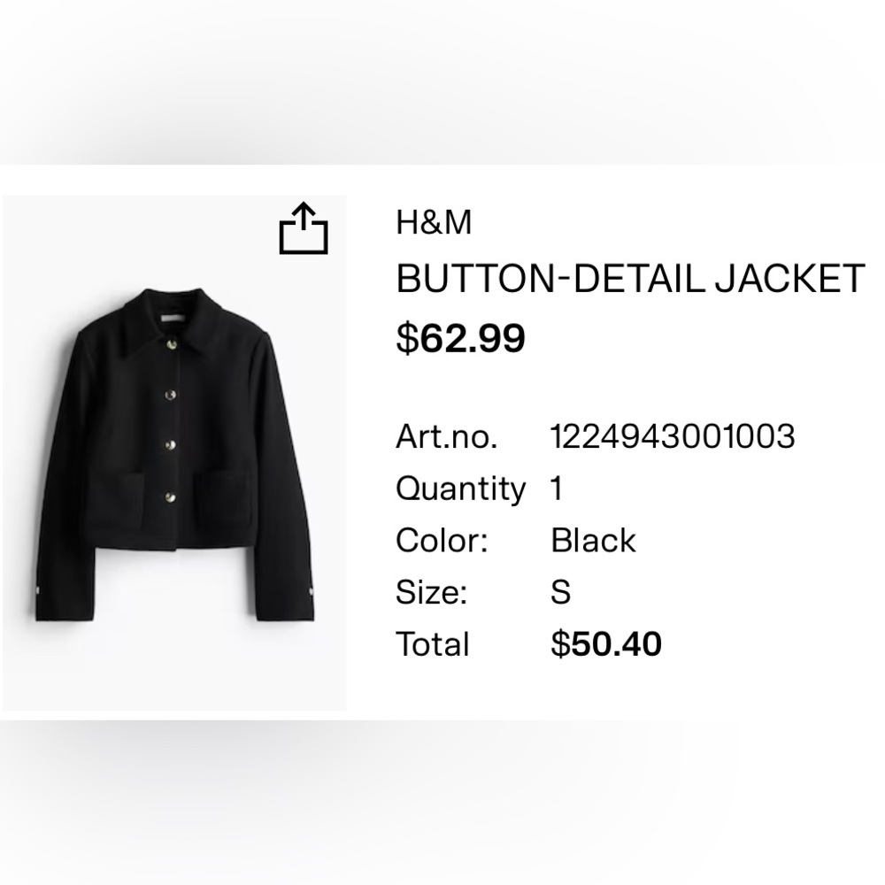 H&M Black Tailored Jacket